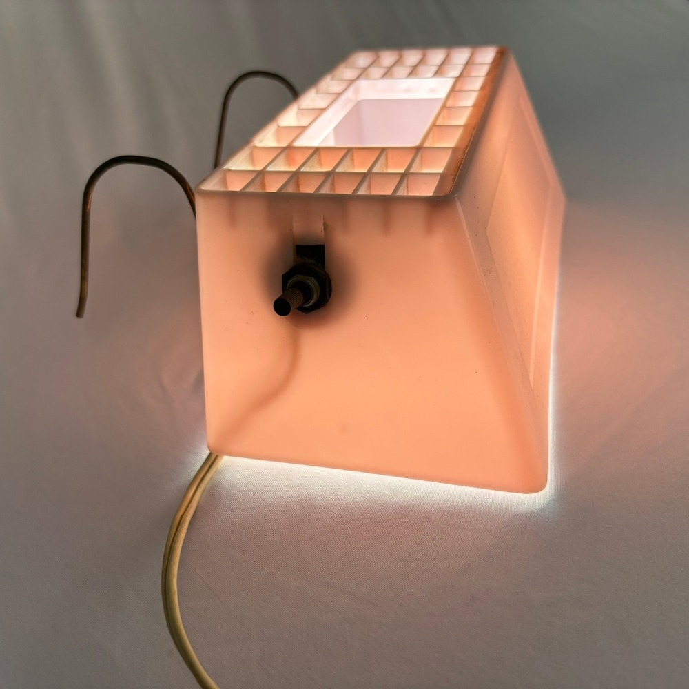 Vintage Pink Plastic Headboard Desk Lamp Bed Light MCM Retro Task Lighting